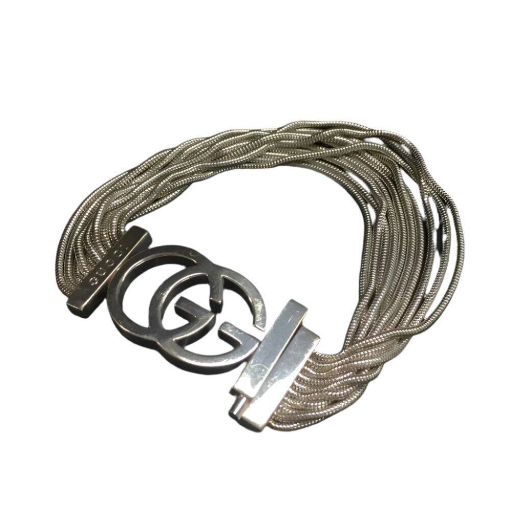 Gucci Interlocking G Logo Multi-Strand Silver Bra… - image 1